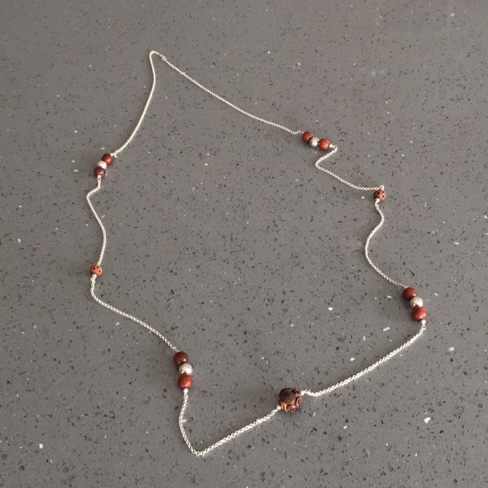 Silver and Wood Bead necklace